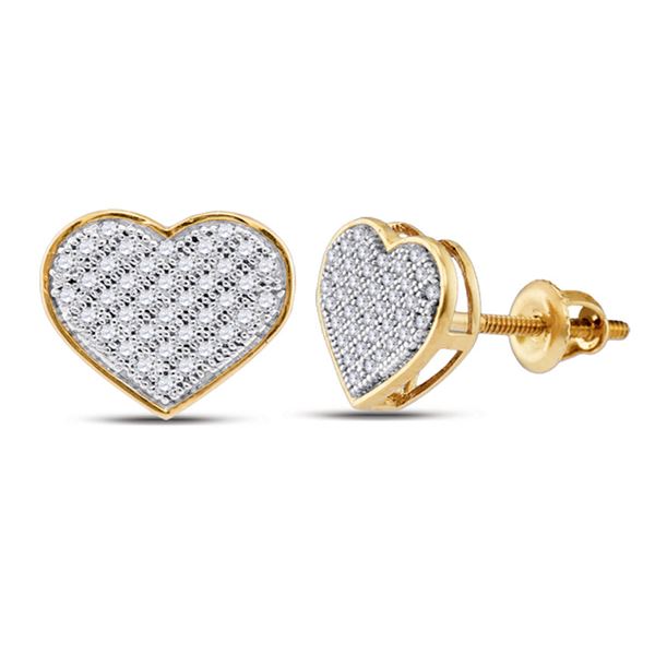 Round Diamond Heart Earrings 1/5 Cttw 10KT Yellow Gold