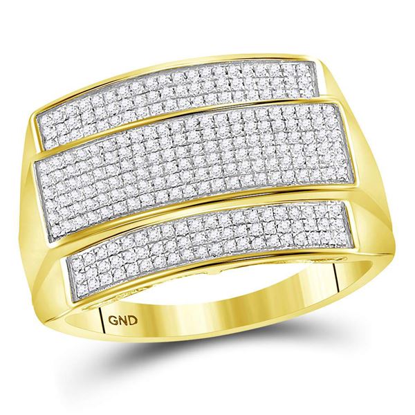 Round Diamond Rectangle Cluster Ring 3/8 Cttw 10KT Yellow Gold