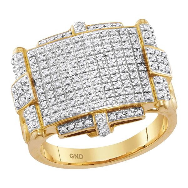 Round Yellow Diamond Rectangle Cluster Ring 5/8 Cttw 10KT Yellow Gold