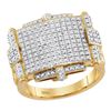 Image 1 : Round Yellow Diamond Rectangle Cluster Ring 5/8 Cttw 10KT Yellow Gold