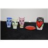 Image 1 : KOSTA BODA "OPEN MINDS" VASES (3), KOSTA BODA "HEART" CANDLE HOLDER (1) & RED GLASS HEART PAPERWEIGH
