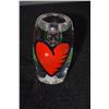 Image 5 : KOSTA BODA "OPEN MINDS" VASES (3), KOSTA BODA "HEART" CANDLE HOLDER (1) & RED GLASS HEART PAPERWEIGH