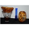 Image 1 : ARIS AMBER WEB GLASS VASE & ART GLASS VASES (3 PCS)