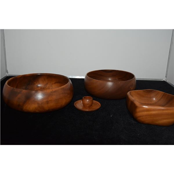 OHAI WOOD BOWLS (10" & 12"), OHAI CANDLE HOLDER & BLAIR PRINCESS KAIULANI CUP 3RD PLACE TROPHY (4 PC