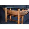 Image 1 : WOODEN CANOE TABLE W/BEVELED GLASS TOP (47" X 17 3/4")