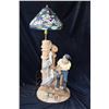 Image 1 : VINTAGE RARE CHALKWARE FISHERMAN LAMP W/PELICANS BY APSIT BROS. OF CALIF. (3')