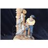 Image 2 : VINTAGE RARE CHALKWARE FISHERMAN LAMP W/PELICANS BY APSIT BROS. OF CALIF. (3')