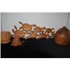 Image 1 : CARVED WOOD TURTLE SCULPTURE, WOOD BOWLS & GOURD VESSEL (4 PCS)