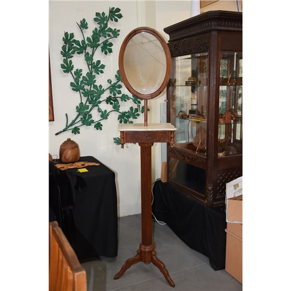 ANTIQUE VICTORIAN SHAVING STAND W/MIRROR & 1 DRAWER