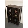 Image 1 : CHINESE 2 DOOR BLACK LACQUER CABINET W/JADE ACCENTS