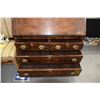 Image 4 : ANTIQUE ENGLISH BONNET TOP SECRETARY, IN MAHOGANY & BURL WOOD W/2 GLAZED DOORS OVER SLANT FRONT & 2 