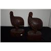Image 1 : HAND CARVED RED LACQUER QUAIL SCULPTURES (PAIR)