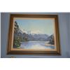 Image 1 : FRAMED OIL ON CANVAS, "GLACIER LAKE"; SIGNED E. THOMAS (30" X 25")