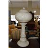 Image 1 : VICTORIAN MUSHROOM GLASS TABLE LAMP W/SLIP OVER GLAZED FLORAL DESIGN (30" H) (BASE REPAIRED & SHADE 