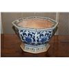 Image 1 : BLUE & WHITE OCTAGON PLANTER (11" D X 6 1/2" H)