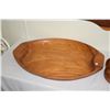 Image 2 : CARVED WOOD LAZY SUSAN, LEAF PUPU DISH & OVAL PLATTER (3 PCS)
