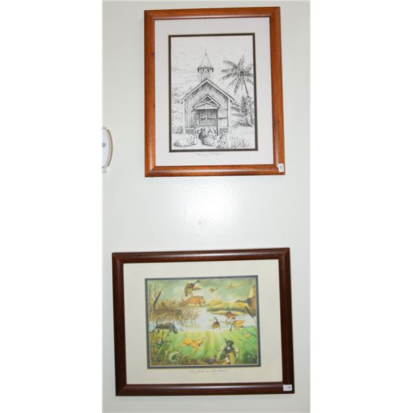 FRAMED PRINTS, "THE FURY FAITHFUL" & "UNITED IN THE GAME"; PEGGY CHUN (2 PCS)