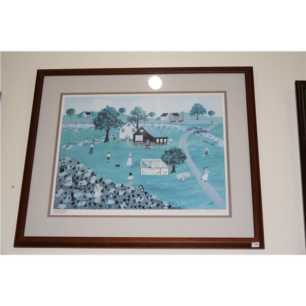 FRAMED POSTER, "WATERMELON VILLAGE"; CAROL J. ENDRES