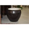 Image 1 : BLACK PORCELAIN PLANTERS (19" D) (PAIR)