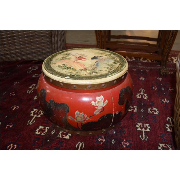 PAINTED WOOD DRUM STOOL