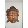 Image 1 : LARGE CARVED WOOD BUDDHA FACE WALL HANGING (17" X 21")