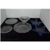 Image 1 : MIXED LOT: GLASS PLATTERS, CAKE STAND, BOWLS, BLUE SERVING DISHES, ETC. (9 PCS)