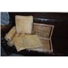 Image 1 : WOVEN LAUHALA PILLOWS, BAGS & BAMBOO TRAYS (9 PCS)