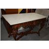 Image 1 : ANTIQUE BAROQUE MARBLE TOP ENTRY TABLE (42" X 21" X 27 1/2")