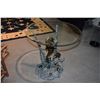 Image 1 : GLASS TOP SIDE TABLE W/SEAHORSE & FISH BASE (22" D)
