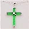 Image 1 : Sterling Silver Genuine Jadeite Cross Pendant