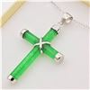 Image 2 : Sterling Silver Genuine Jadeite Cross Pendant