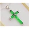 Image 3 : Sterling Silver Genuine Jadeite Cross Pendant