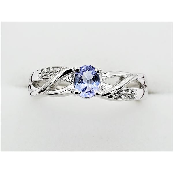 Sterling Silver Genuine Tanzanite & White Sapphire Ring