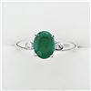 Image 1 : Sterling Silver Genuine Emerald & Cubic Zirconia Ring
