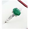 Image 3 : Sterling Silver Genuine Emerald & Cubic Zirconia Ring
