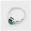 Image 4 : Sterling Silver Genuine Emerald & Cubic Zirconia Ring