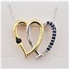 Image 1 : Sterling Silver Yellow Gold Plated Genuine Sapphire Heart Pendant