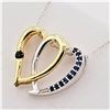 Image 3 : Sterling Silver Yellow Gold Plated Genuine Sapphire Heart Pendant