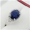 Image 3 : Sterling Silver Genuine Blue Sapphire & Cubic Zirconia Ring