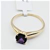 Image 3 : Yellow Gold Genuine Amethyst Solitaire Ring