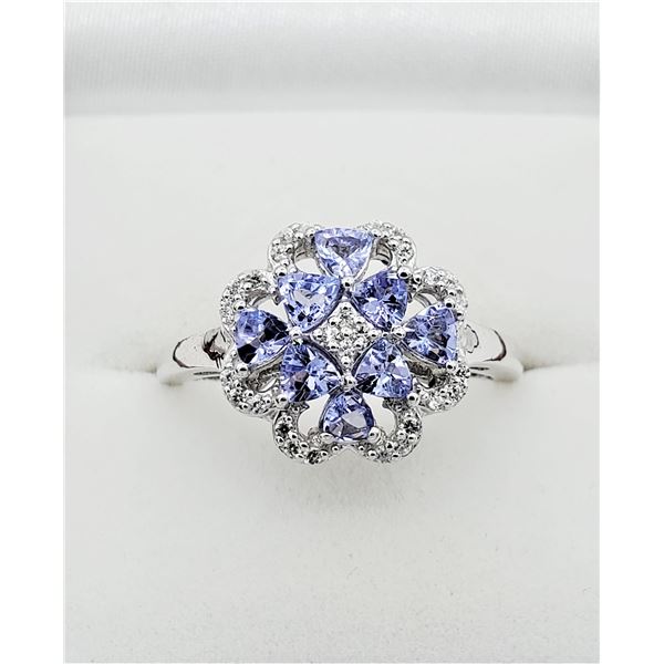 Sterling Silver Genuine Tanzanite & White Sapphire Ring