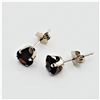Image 3 : White Gold Genuine Garnet Stud Earrings