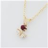 Image 2 : Yellow Gold Natural Ruby & Cubic Zirconia Floral Pendant