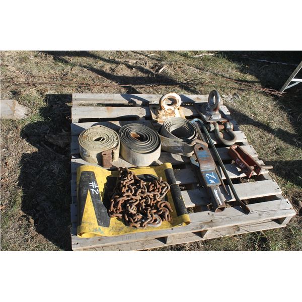 Wide Load Sign; 4" Load Straps; Pintle Hitches; Shackles; Pry Bars; Logging Chain; Various other Hit