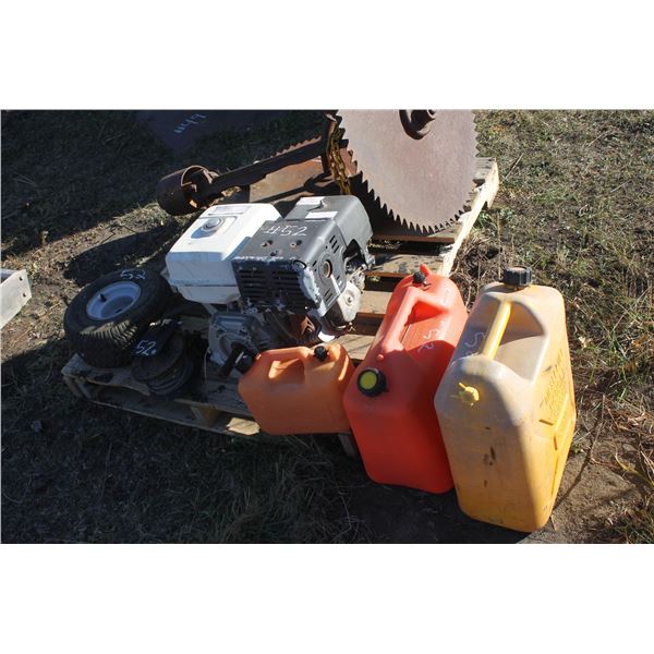 Gas Engine; Gerry Cans; Winch; Small Tire