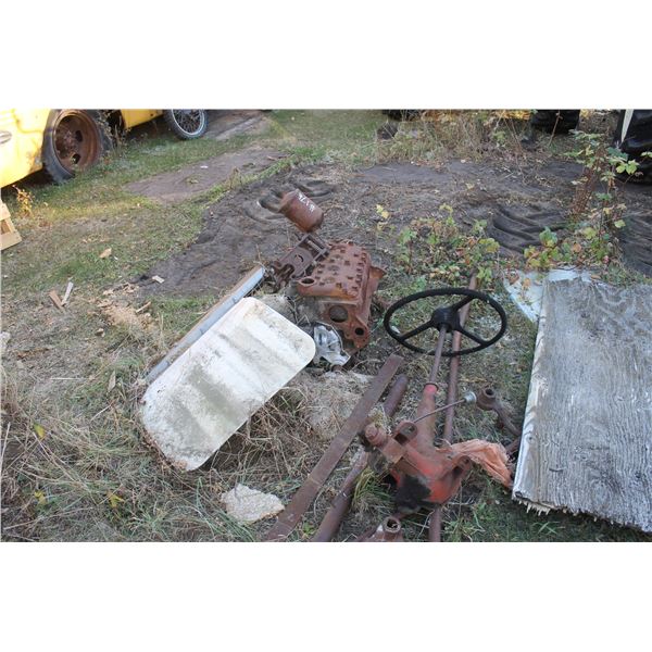 Flat Head V-8 Block; Steering Wheel