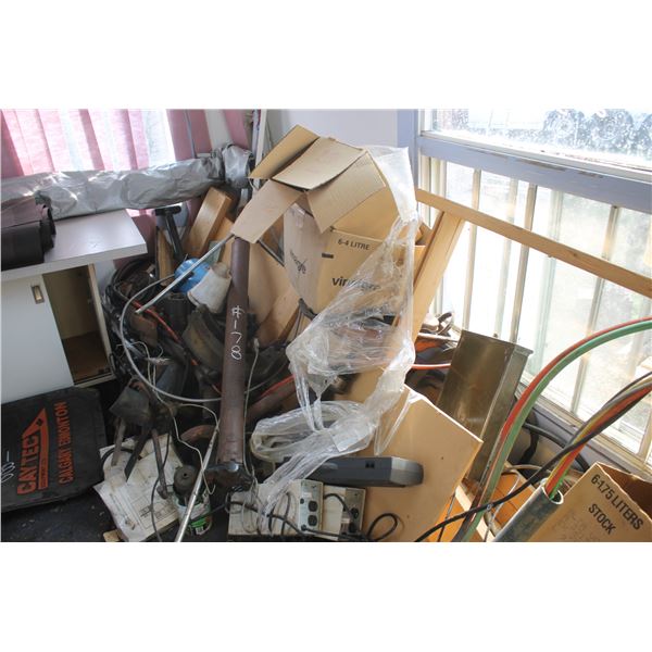 pile of filters, parts, drive lines ans elec