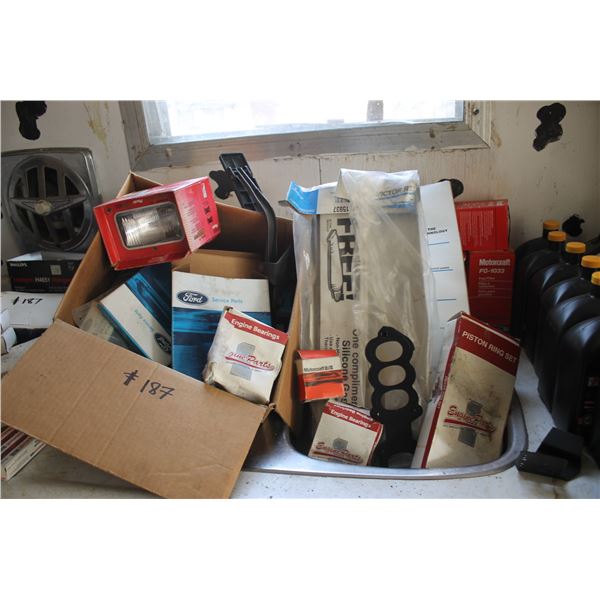 Quantity of Ford Seals; Headlamps; Frost Plugs; Timing Gear & Chain; Engine Bearing; Fuel Filters; 4