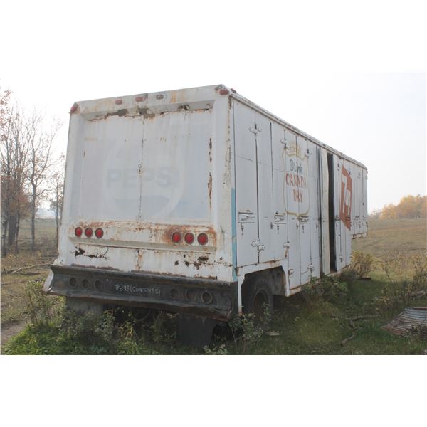 White Trailer W/ Side Storage Compartments W/Contents (Various Parts ie Mufflers; Headlights etc)