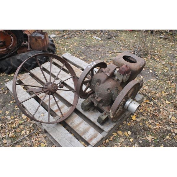 Stationary Fairbanks Engine; Steel Wheel